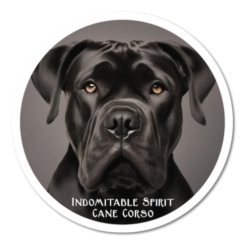 Indomitable Spirit Cane Corso-Natural Ears Circle Sticker